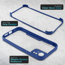 Carica l&#39;immagine nel visualizzatore di Gallery, Moozy 360 Case for Xiaomi 12 Pro - Blue Rim Transparent Case, Full Body Double-sided Protection, Cover with Built-in Screen Protector
