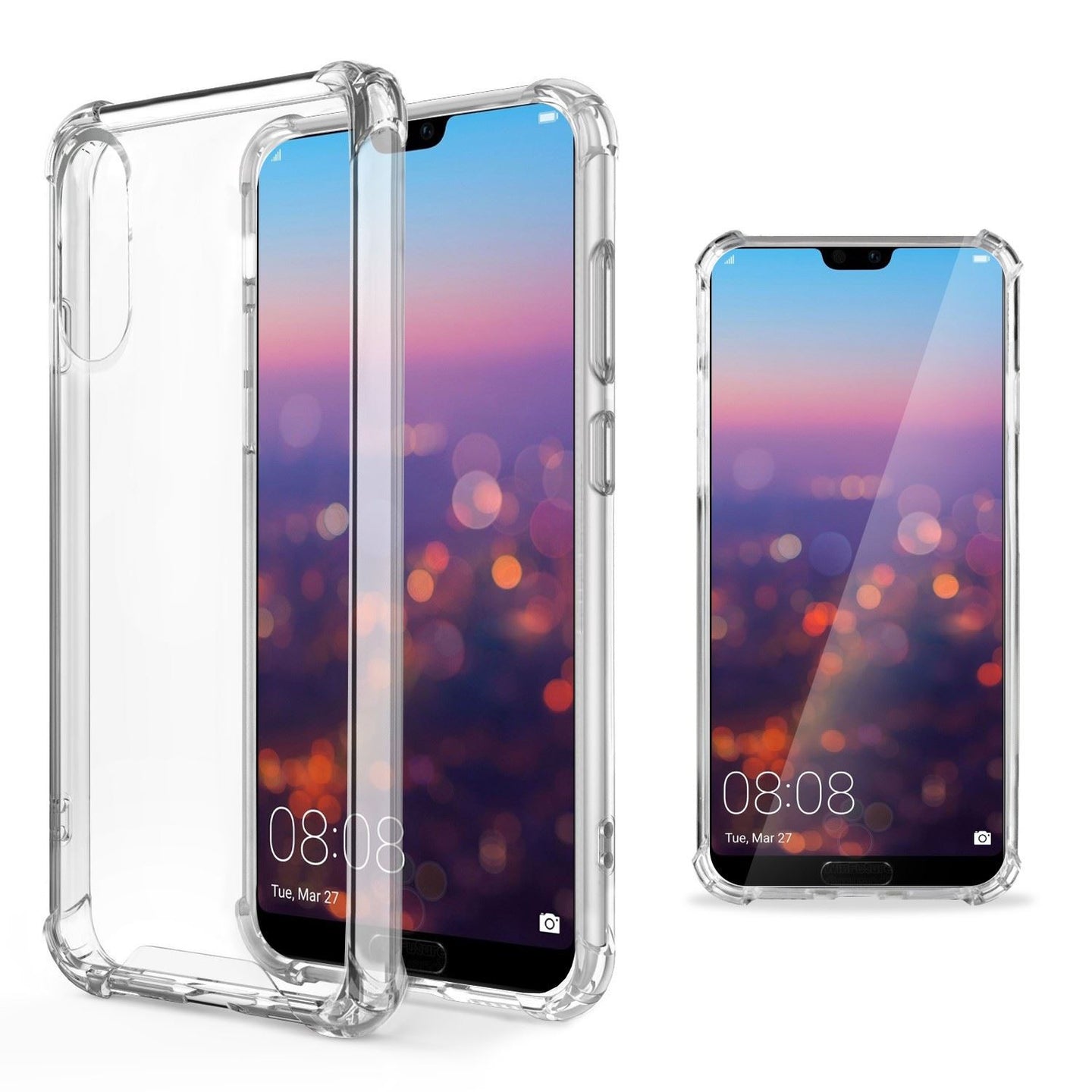 Moozy Shock Proof Silicone Case for Huawei P20 Pro - Transparent Crystal Clear Phone Case Soft TPU Cover
