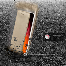 Załaduj obraz do przeglądarki galerii, Moozy Case Flip Cover for Xiaomi Redmi Note 8, Gold - Smart Magnetic Flip Case with Card Holder and Stand
