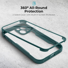 Cargar imagen en el visor de la galería, Moozy 360 Case for iPhone 13 - Green Rim Transparent Case, Full Body Double-sided Protection, Cover with Built-in Screen Protector
