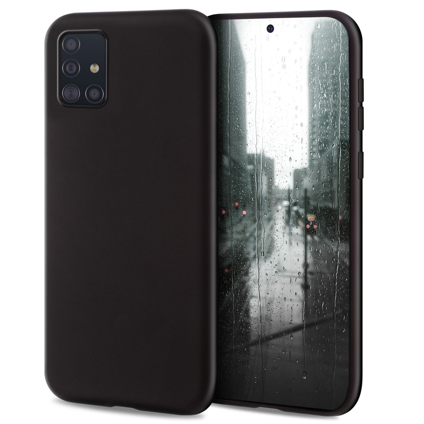 Moozy Lifestyle. Designed for Samsung A51 Case, Black - Liquid Silicone Cover with Matte Finish and Soft Microfiber Lining