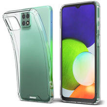 Carica l&#39;immagine nel visualizzatore di Gallery, Moozy Xframe Shockproof Case for Samsung A22 5G - Transparent Rim Case, Double Colour Clear Hybrid Cover with Shock Absorbing TPU Rim
