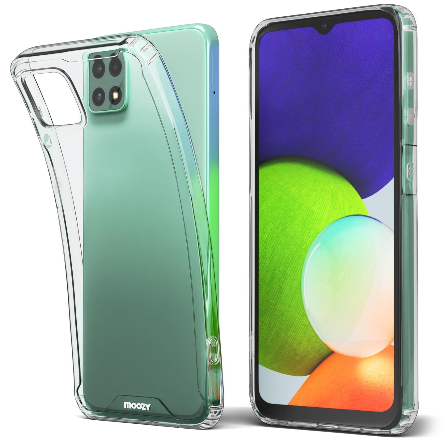 Moozy Xframe Shockproof Case for Samsung A22 5G - Transparent Rim Case, Double Colour Clear Hybrid Cover with Shock Absorbing TPU Rim
