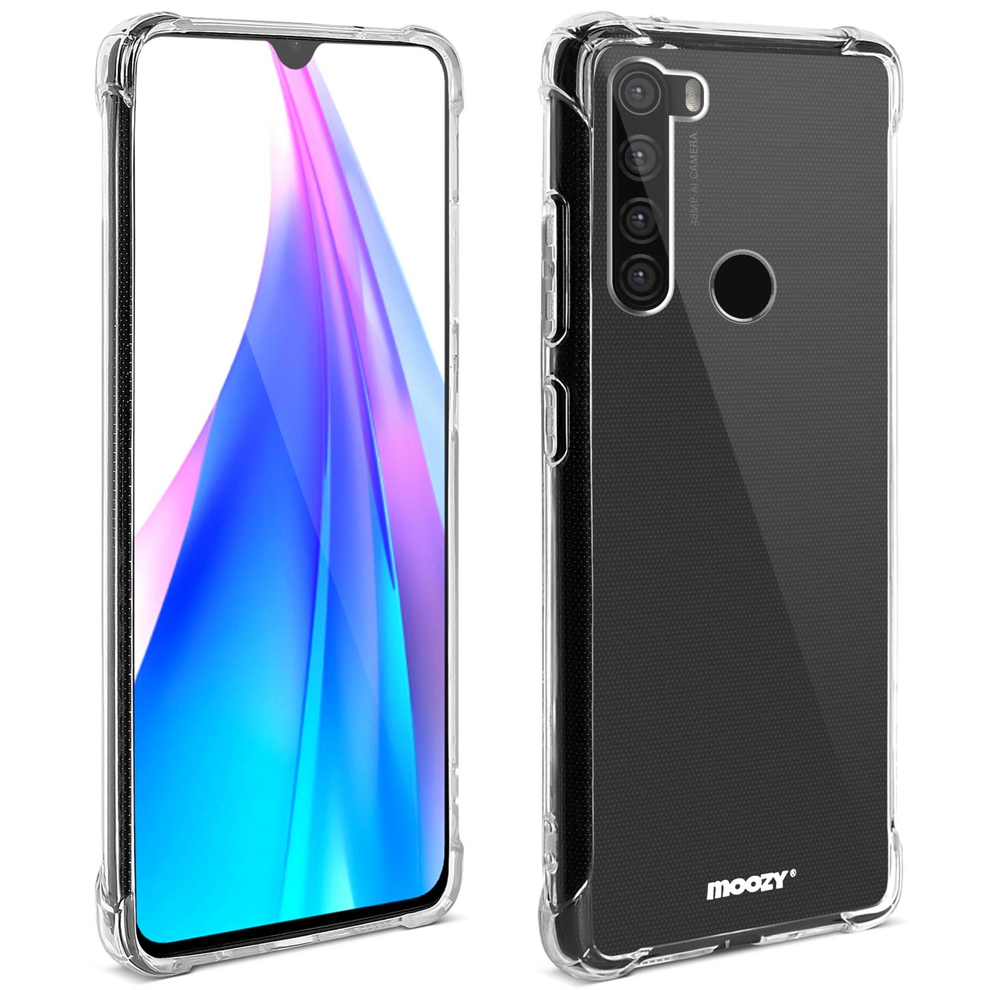 Moozy Shock Proof Silicone Case for Xiaomi Redmi Note 8T - Transparent Crystal Clear Phone Case Soft TPU Cover