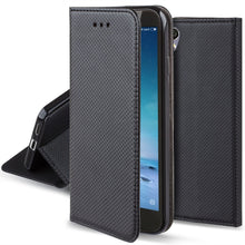 Load image into Gallery viewer, Moozy Case Flip Cover for Sony Xperia XA1, Black - Smart Magnetic Flip Case with Card Holder and Stand
