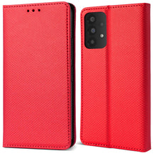 Lade das Bild in den Galerie-Viewer, Moozy Case Flip Cover for Samsung A13 4G, Red - Smart Magnetic Flip Case Flip Folio Wallet Case with Card Holder and Stand, Credit Card Slots, Kickstand Function
