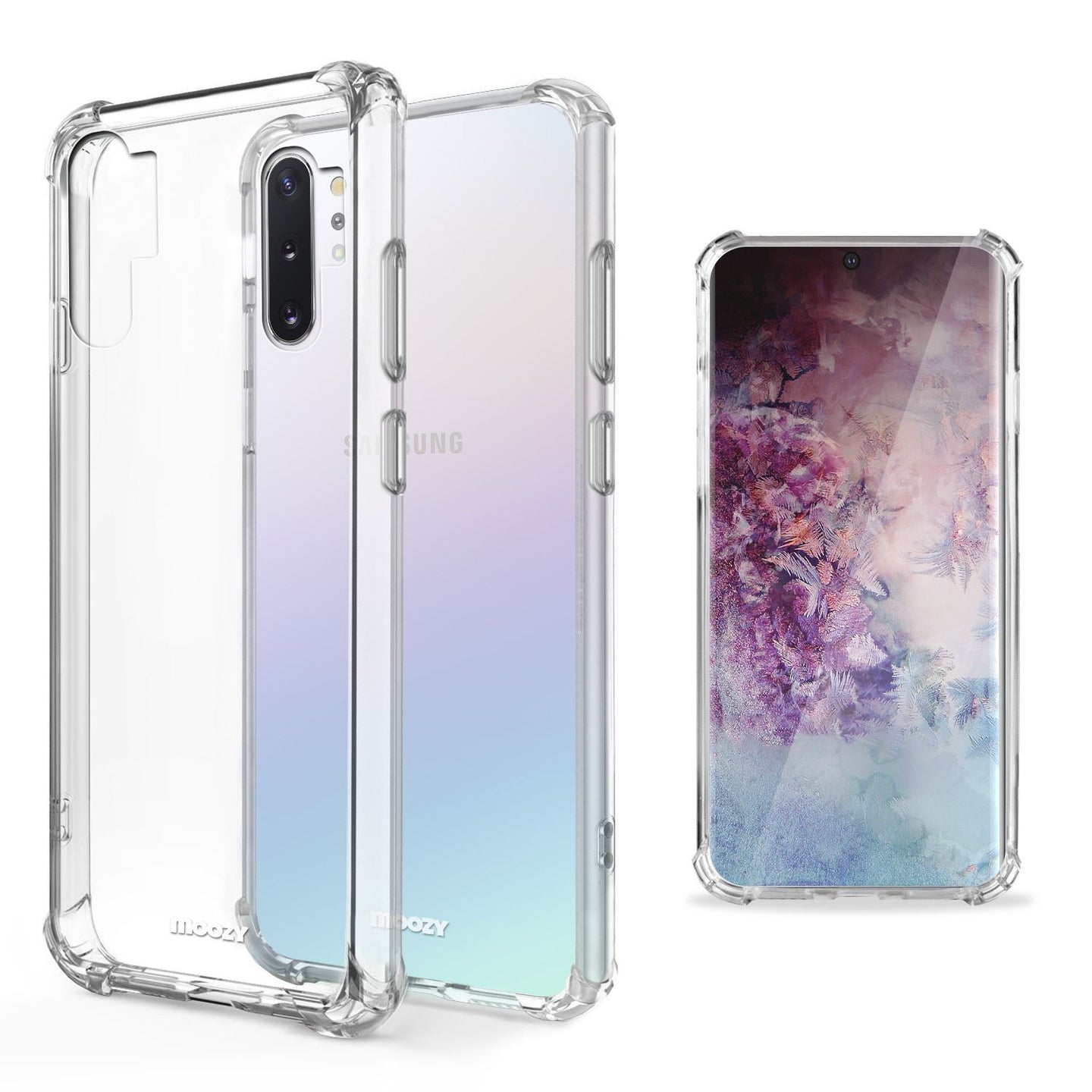 Moozy Shock Proof Silicone Case for Samsung Note 10 Plus - Transparent Crystal Clear Phone Case Soft TPU Cover