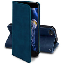 Lade das Bild in den Galerie-Viewer, Moozy Marble Blue Flip Case for iPhone SE 2020, iPhone 8, iPhone 7 - Flip Cover Magnetic Flip Folio Retro Wallet Case

