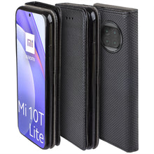 Cargar imagen en el visor de la galería, Moozy Case Flip Cover for Xiaomi Mi 10T Lite 5G, Black - Smart Magnetic Flip Case with Card Holder and Stand
