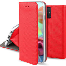 Lade das Bild in den Galerie-Viewer, Moozy Case Flip Cover for Samsung A71, Red - Smart Magnetic Flip Case with Card Holder and Stand
