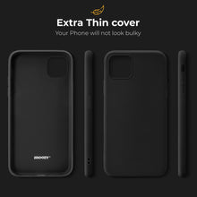 Afbeelding in Gallery-weergave laden, Moozy Minimalist Series Silicone Case for iPhone 12, iPhone 12 Pro, Black - Matte Finish Slim Soft TPU Cover
