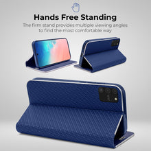 Charger l&#39;image dans la galerie, Moozy Wallet Case for Samsung S10 Lite, Dark Blue Carbon – Metallic Edge Protection Magnetic Closure Flip Cover with Card Holder
