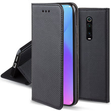 Load image into Gallery viewer, Moozy Case Flip Cover for Xiaomi Mi 9T, Xiaomi Mi 9T Pro, Redmi K20, Black - Smart Magnetic Flip Case with Card Holder and Stand
