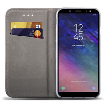 Cargar imagen en el visor de la galería, Moozy Case Flip Cover for Samsung J6 2018, Dark Blue - Smart Magnetic Flip Case with Card Holder and Stand
