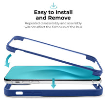 Cargar imagen en el visor de la galería, Moozy 360 Case for iPhone 13 Pro Max - Blue Rim Transparent Case, Full Body Double-sided Protection, Cover with Built-in Screen Protector
