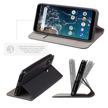 Cargar imagen en el visor de la galería, Moozy Case Flip Cover for Xiaomi Mi A2, Mi 6X, Black - Smart Magnetic Flip Case with Card Holder and Stand
