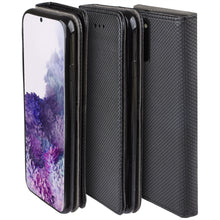 Carica l&#39;immagine nel visualizzatore di Gallery, Moozy Case Flip Cover for Samsung S20 Plus, Black - Smart Magnetic Flip Case with Card Holder and Stand
