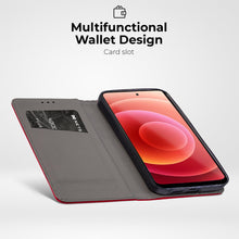 Charger l&#39;image dans la galerie, Moozy Case Flip Cover for Xiaomi 12 and Xiaomi 12X, Red - Smart Magnetic Flip Case Flip Folio Wallet Case with Card Holder and Stand, Credit Card Slots, Kickstand Function
