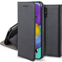 Cargar imagen en el visor de la galería, Moozy Case Flip Cover for Samsung A51, Black - Smart Magnetic Flip Case with Card Holder and Stand

