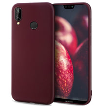 Carica l&#39;immagine nel visualizzatore di Gallery, Moozy Minimalist Series Silicone Case for Huawei P20 Lite, Wine Red - Matte Finish Slim Soft TPU Cover
