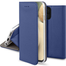 Ladda upp bild till gallerivisning, Moozy Case Flip Cover for Samsung A12, Dark Blue - Smart Magnetic Flip Case with Card Holder and Stand
