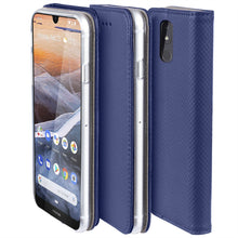Afbeelding in Gallery-weergave laden, Moozy Case Flip Cover for Nokia 3.2, Dark Blue - Smart Magnetic Flip Case with Card Holder and Stand

