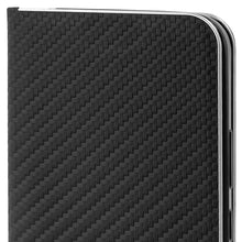 Carica l&#39;immagine nel visualizzatore di Gallery, Moozy Wallet Case for Xiaomi 11T and 11T Pro, Black Carbon - Flip Case with Metallic Border Design Magnetic Closure Flip Cover with Card Holder and Kickstand Function

