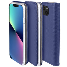 Carica l&#39;immagine nel visualizzatore di Gallery, Moozy Case Flip Cover for iPhone 13, Dark Blue - Smart Magnetic Flip Case Flip Folio Wallet Case with Card Holder and Stand, Credit Card Slots10,99
