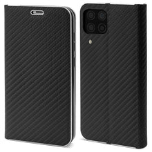 Charger l&#39;image dans la galerie, Moozy Wallet Case for Huawei P40 Lite, Black Carbon – Metallic Edge Protection Magnetic Closure Flip Cover with Card Holder
