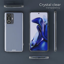 Carica l&#39;immagine nel visualizzatore di Gallery, Moozy Xframe Shockproof Case for Xiaomi 11T and Xiaomi 11T Pro - Transparent Rim Case, Double Colour Clear Hybrid Cover with Shock Absorbing TPU Rim
