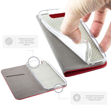 Carica l&#39;immagine nel visualizzatore di Gallery, Moozy Case Flip Cover for Samsung A80, Red - Smart Magnetic Flip Case with Card Holder and Stand
