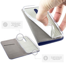 Cargar imagen en el visor de la galería, Moozy Case Flip Cover for Nokia 3.2, Dark Blue - Smart Magnetic Flip Case with Card Holder and Stand
