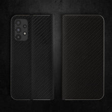 Ladda upp bild till gallerivisning, Moozy Wallet Case for Samsung A33 5G, Black Carbon – Flip Case with Metallic Border Design Magnetic Closure Flip Cover with Card Holder and Kickstand Function
