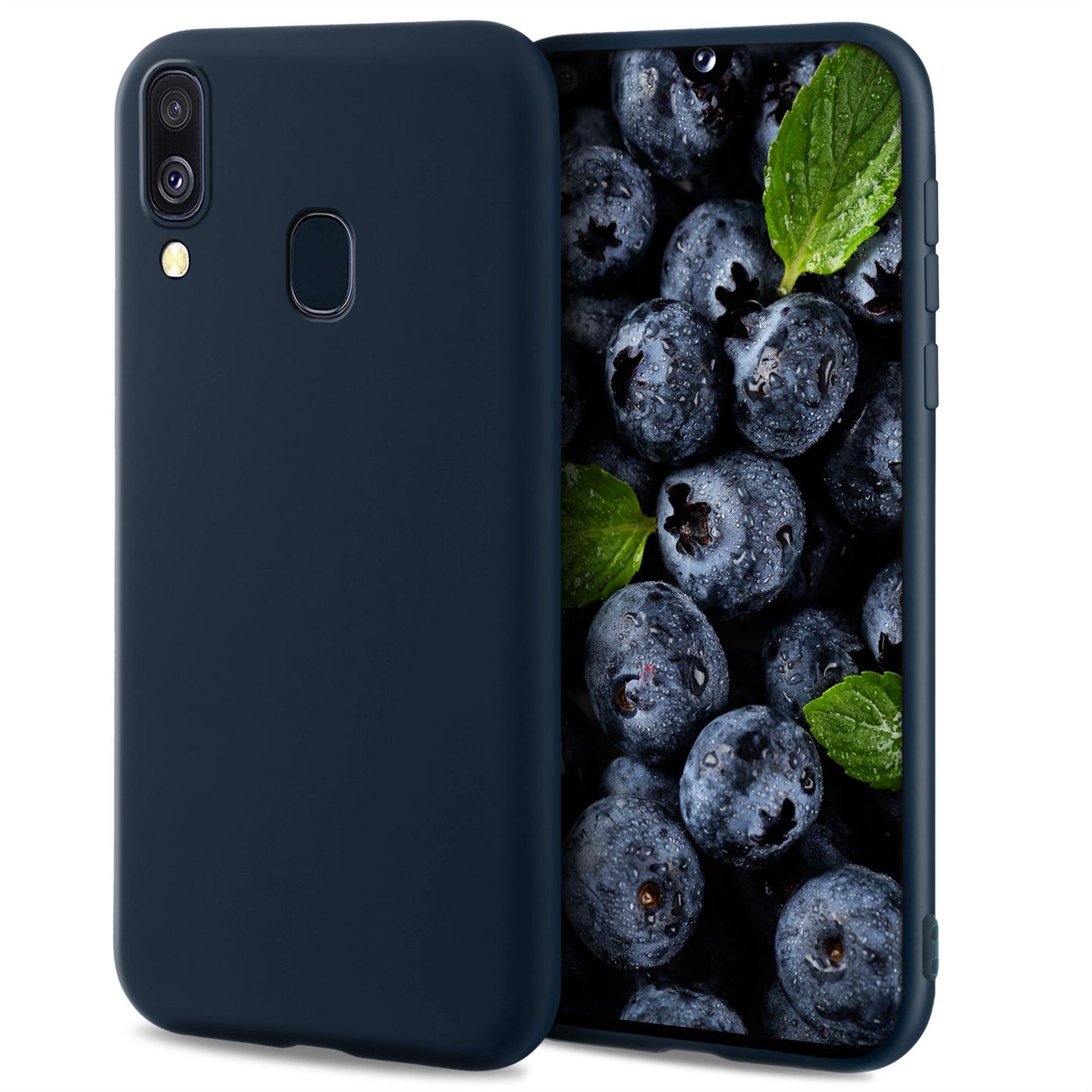 Moozy Lifestyle. Designed for Samsung A40 Case, Midnight Blue - Liquid Silicone Cover with Matte Finish and Soft Microfiber Lining