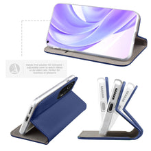 Załaduj obraz do przeglądarki galerii, Moozy Case Flip Cover for Xiaomi Mi 11 Lite and Mi 11 Lite 5G, Dark Blue - Smart Magnetic Flip Case Flip Folio Wallet Case
