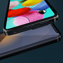 Cargar imagen en el visor de la galería, Moozy Xframe Shockproof Case for Samsung A51 - Black Rim Transparent Case, Double Colour Clear Hybrid Cover with Shock Absorbing TPU Rim
