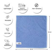 Cargar imagen en el visor de la galería, VILSTO Microfibre Cloth, Reusable Lint Free Cloth, Easy Clean Cloth, Window Cleaning, Microfibre Towel, Cleaning Supplies, 30x30 cm, 10 Pieces, Blue
