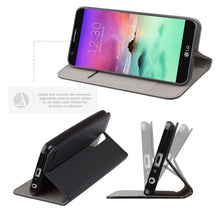 Cargar imagen en el visor de la galería, Moozy Case Flip Cover for LG K10 2017, Black - Smart Magnetic Flip Case with Card Holder and Stand
