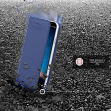 Załaduj obraz do przeglądarki galerii, Moozy Case Flip Cover for Huawei Mate 10 Lite, Dark Blue - Smart Magnetic Flip Case with Card Holder and Stand
