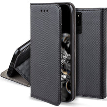 Load image into Gallery viewer, Moozy Case Flip Cover for Samsung S20 Ultra, Black - Smart Magnetic Flip Case with Card Holder and Stand
