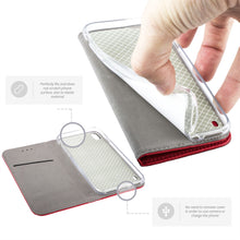 Carica l&#39;immagine nel visualizzatore di Gallery, Moozy Case Flip Cover for Samsung A10, Red - Smart Magnetic Flip Case with Card Holder and Stand
