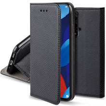Cargar imagen en el visor de la galería, Moozy Case Flip Cover for Huawei Nova 5T and Honor 20, Black - Smart Magnetic Flip Case with Card Holder and Stand

