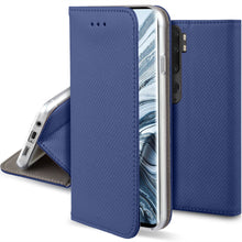 Load image into Gallery viewer, Moozy Case Flip Cover for Xiaomi Mi Note 10, Xiaomi Mi Note 10 Pro, Dark Blue - Smart Magnetic Flip Case with Card Holder and Stand
