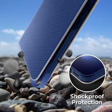 Cargar imagen en el visor de la galería, Moozy Wallet Case for Samsung A33 5G, Dark Blue Carbon – Flip Case with Metallic Border Design Magnetic Closure Flip Cover with Card Holder and Kickstand Function
