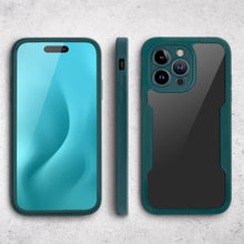 Cargar imagen en el visor de la galería, Moozy 360 Case for iPhone 14 Pro Max - Green Rim Transparent Case, Full Body Double-sided Protection, Cover with Built-in Screen Protector
