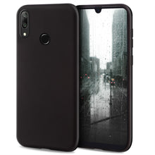 Carica l&#39;immagine nel visualizzatore di Gallery, Moozy Minimalist Series Silicone Case for Huawei Y7 2019, Black - Matte Finish Slim Soft TPU Cover
