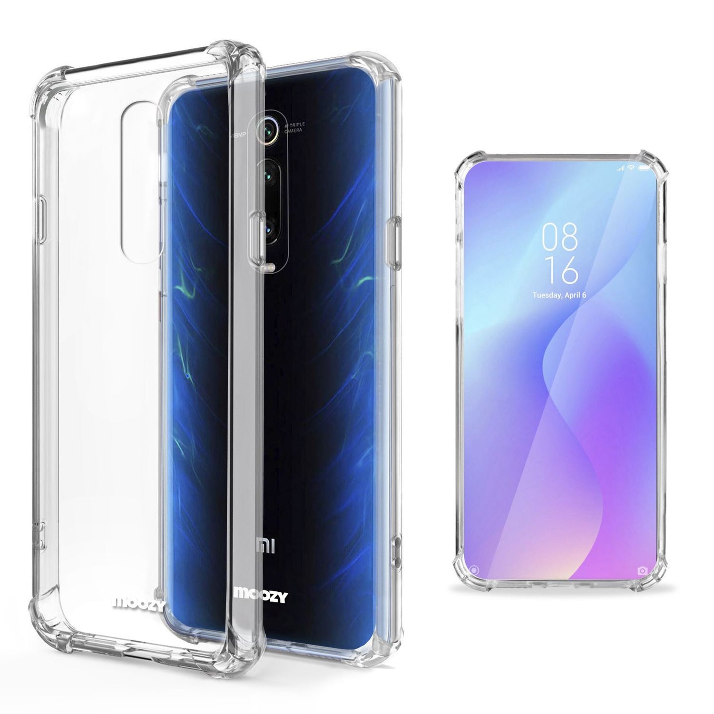 Moozy Shock Proof Silicone Case for Xiaomi Mi 9T, Xiaomi Mi 9T Pro, Redmi K20 - Transparent Crystal Clear Phone Case Soft TPU Cover