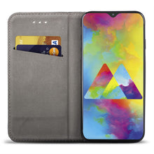 Ladda upp bild till gallerivisning, Moozy Case Flip Cover for Samsung M20, Black - Smart Magnetic Flip Case with Card Holder and Stand
