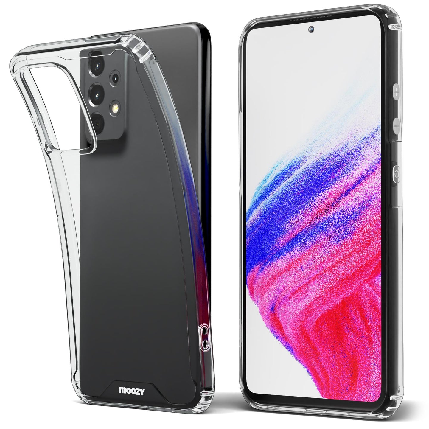 Moozy Xframe Shockproof Case for Samsung A53 5G - Transparent Rim Case, Double Colour Clear Hybrid Cover with Shock Absorbing TPU Rim