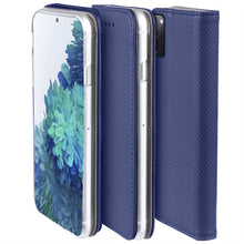 Load image into Gallery viewer, Moozy Case Flip Cover for Samsung S20 FE, Dark Blue - Smart Magnetic Flip Case with Card Holder and Stand
